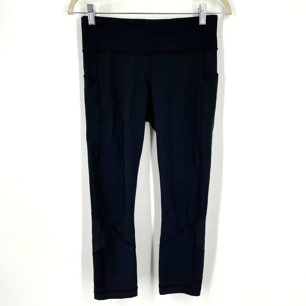 Lululemon Pace Rival Crop Leggings Black Full On Luxtreme 22" Size 2